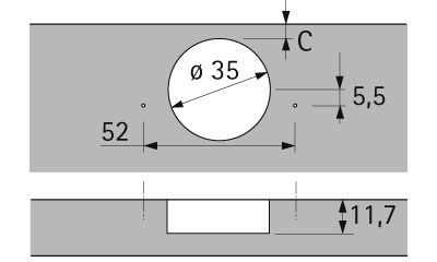 Intermat 95° ravna vrata do 32 mm